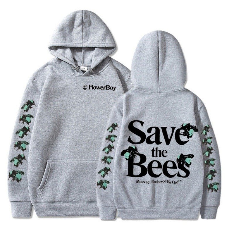 Grey Save the Bees Hoodie Grey Save the Bees Hoodie